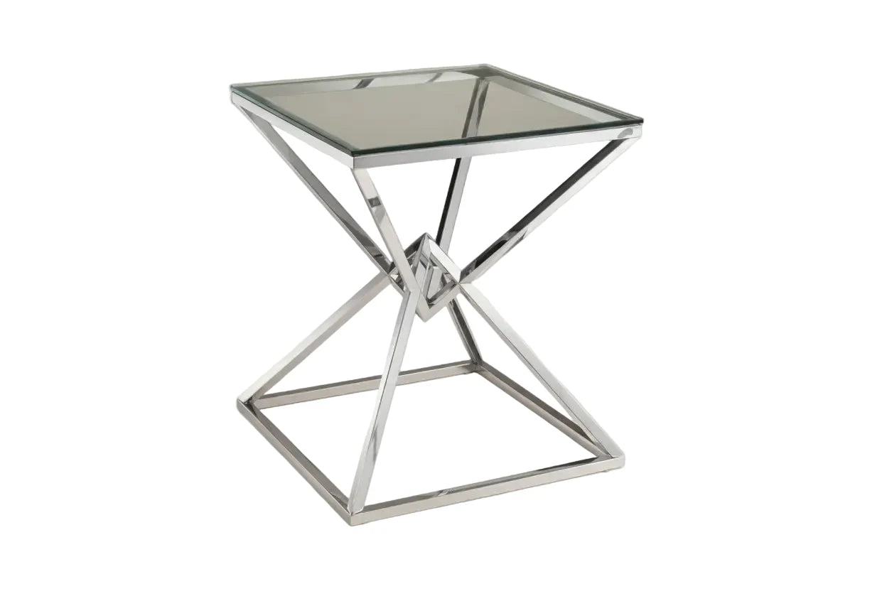 Pyramid End Table with Glass Top