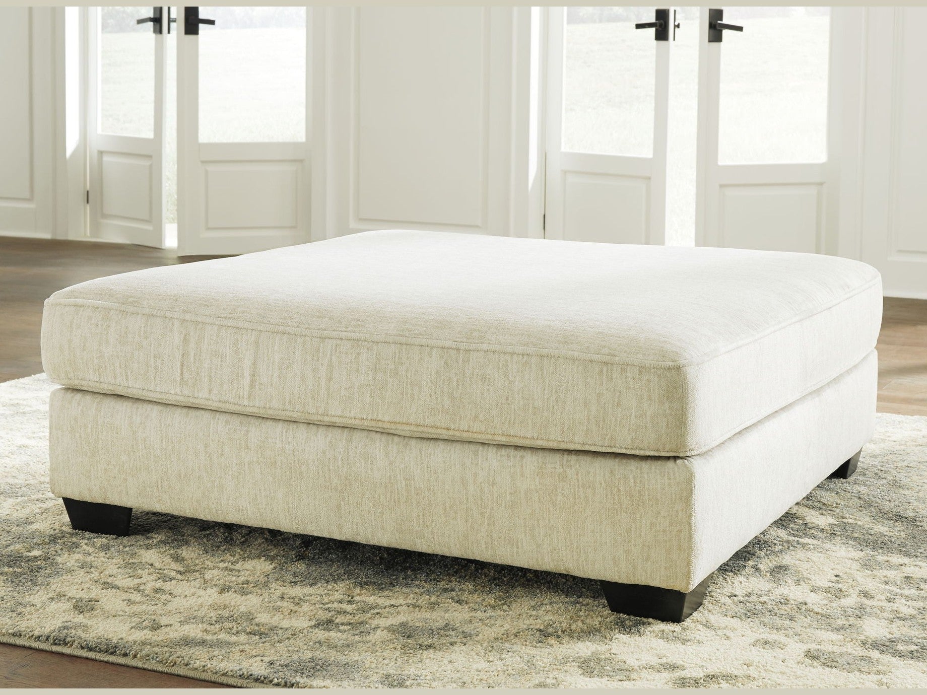 Rawcliffe - Oversized Accent Ottoman - Parchment