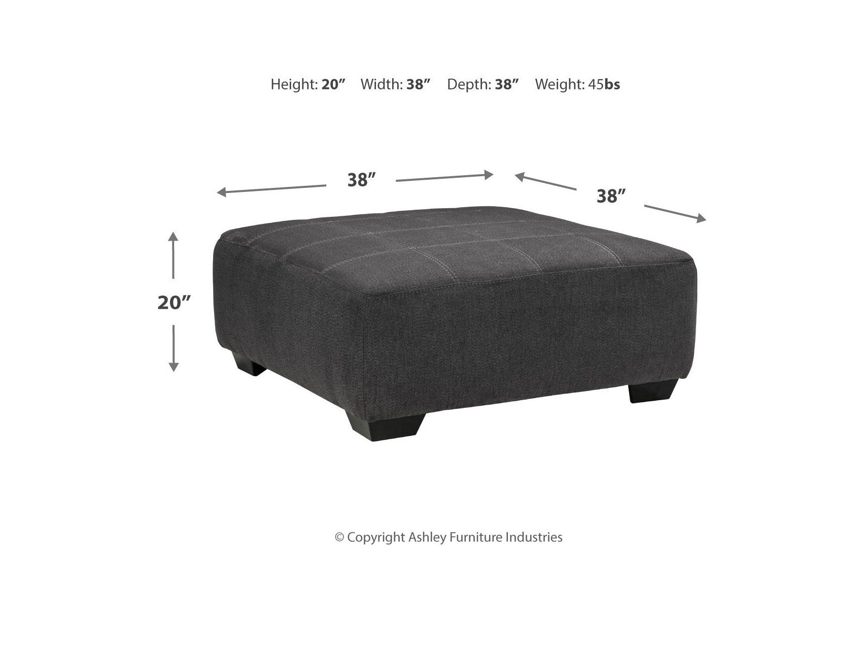Ambee - Oversized Accent Ottoman - Slate
