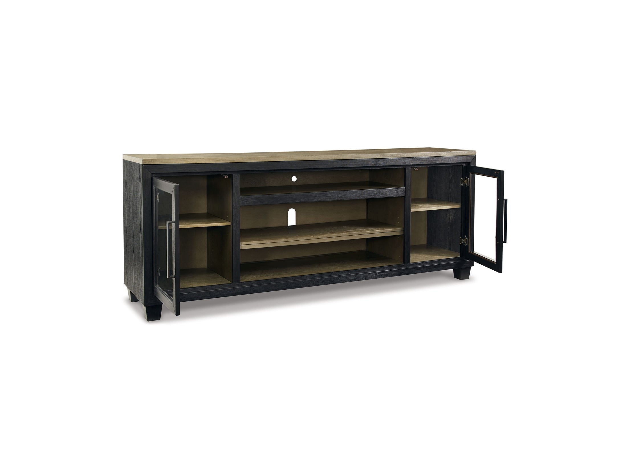 Foyland - XL TV Stand w/Fireplace Option - Black / Brown