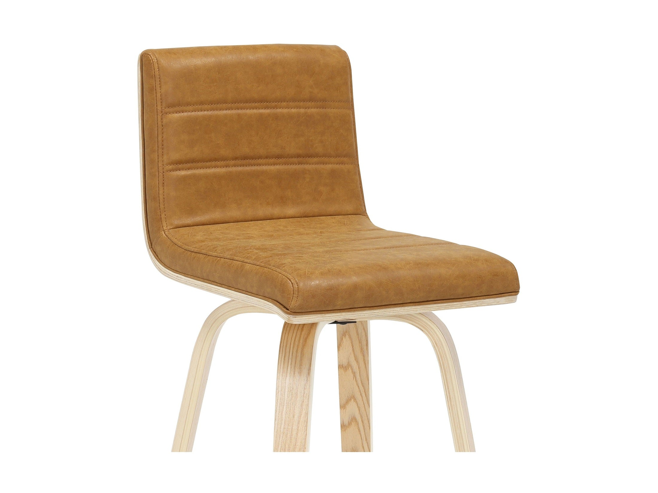 Vienna - 39.5" Swivel Bar Height Square Back Wood Bar Stool With Faux Leather Seat