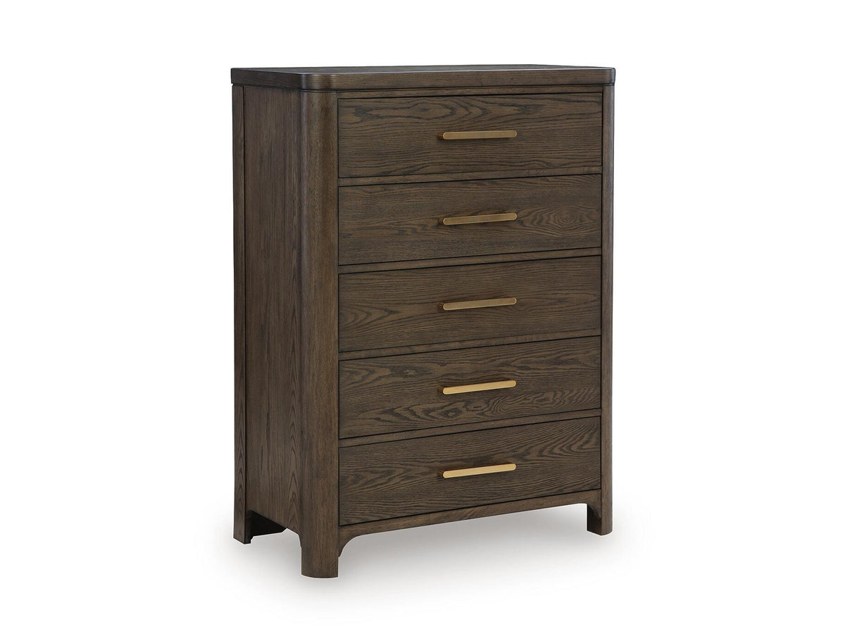 Radkin - Five Drawer Chest - Burnished Brown