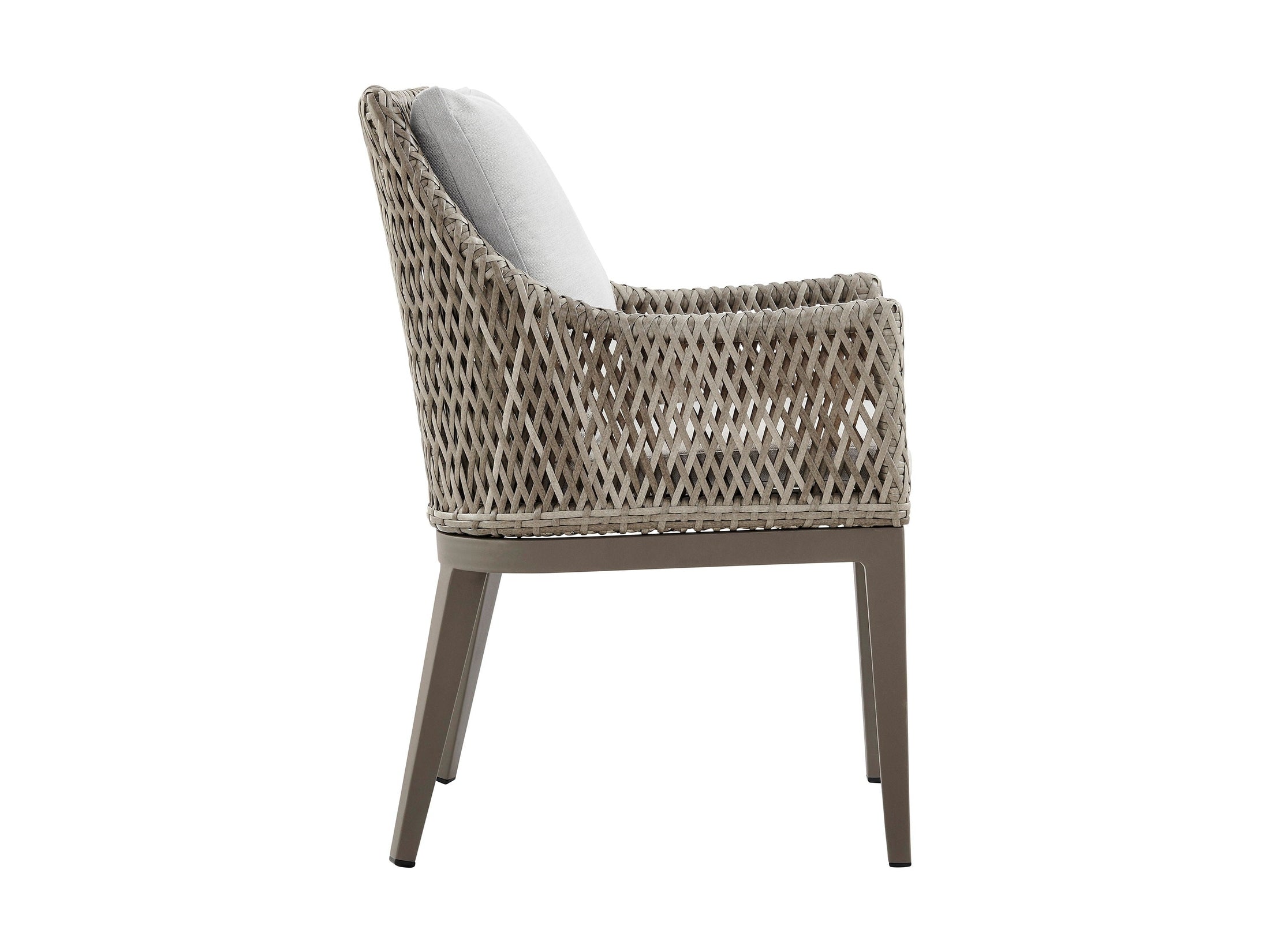 Grenada - Outdoor Wicker And Aluminum Dining Chair With Cushions (Set of 2) - Beige / Gray