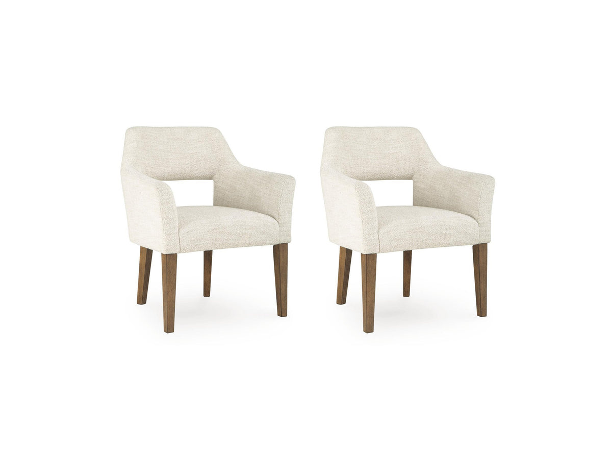 Marxmore - Dining Upholstered Arm Chair (Set of 2) - Beige / Brown