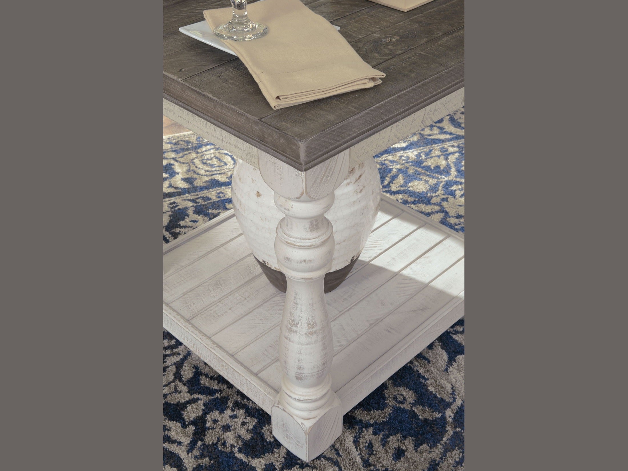 Havalance - Rectangular End Table - Gray / White