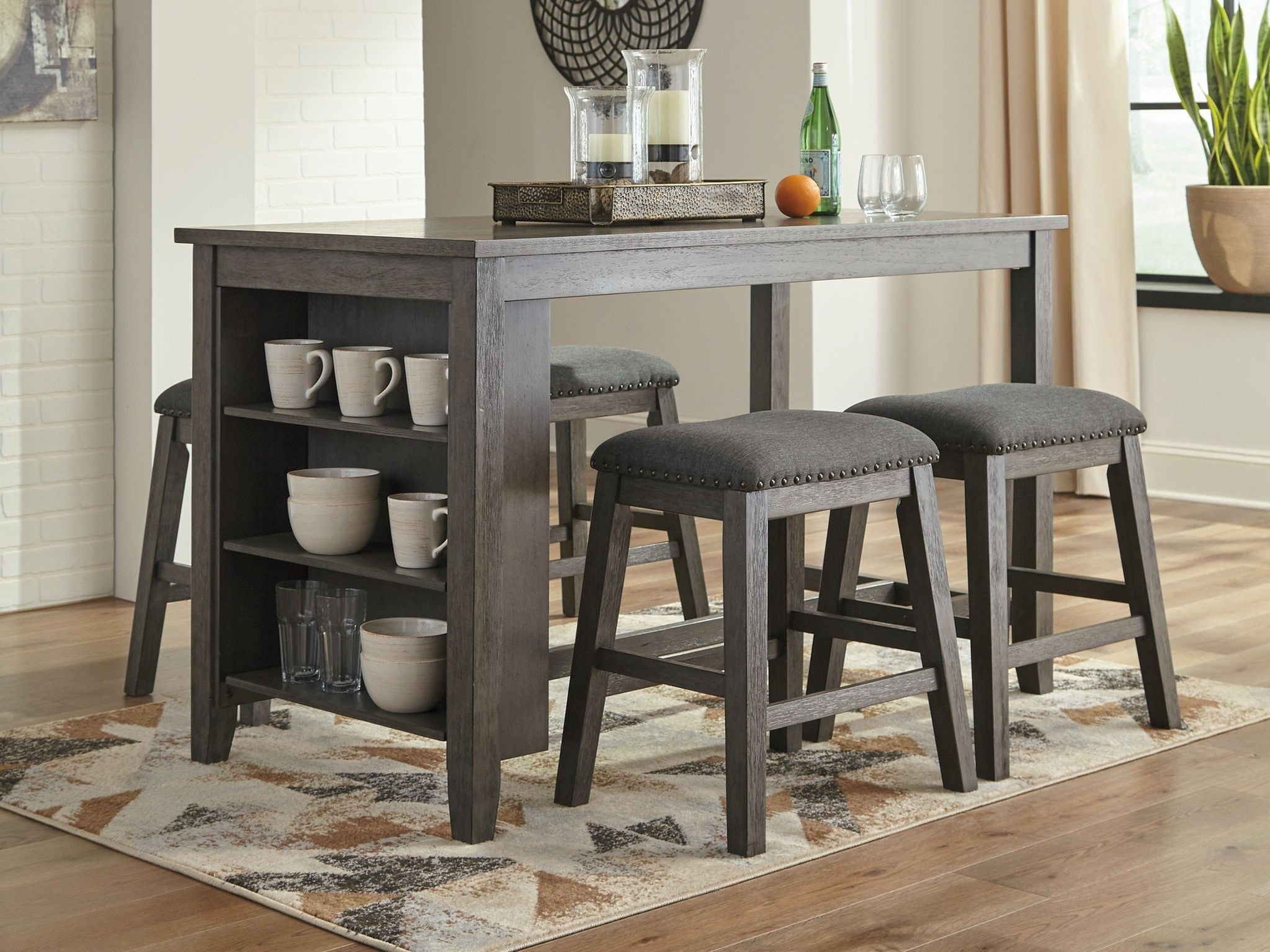 Caitbrook - Rectangular Dining Room Counter Table - Gray