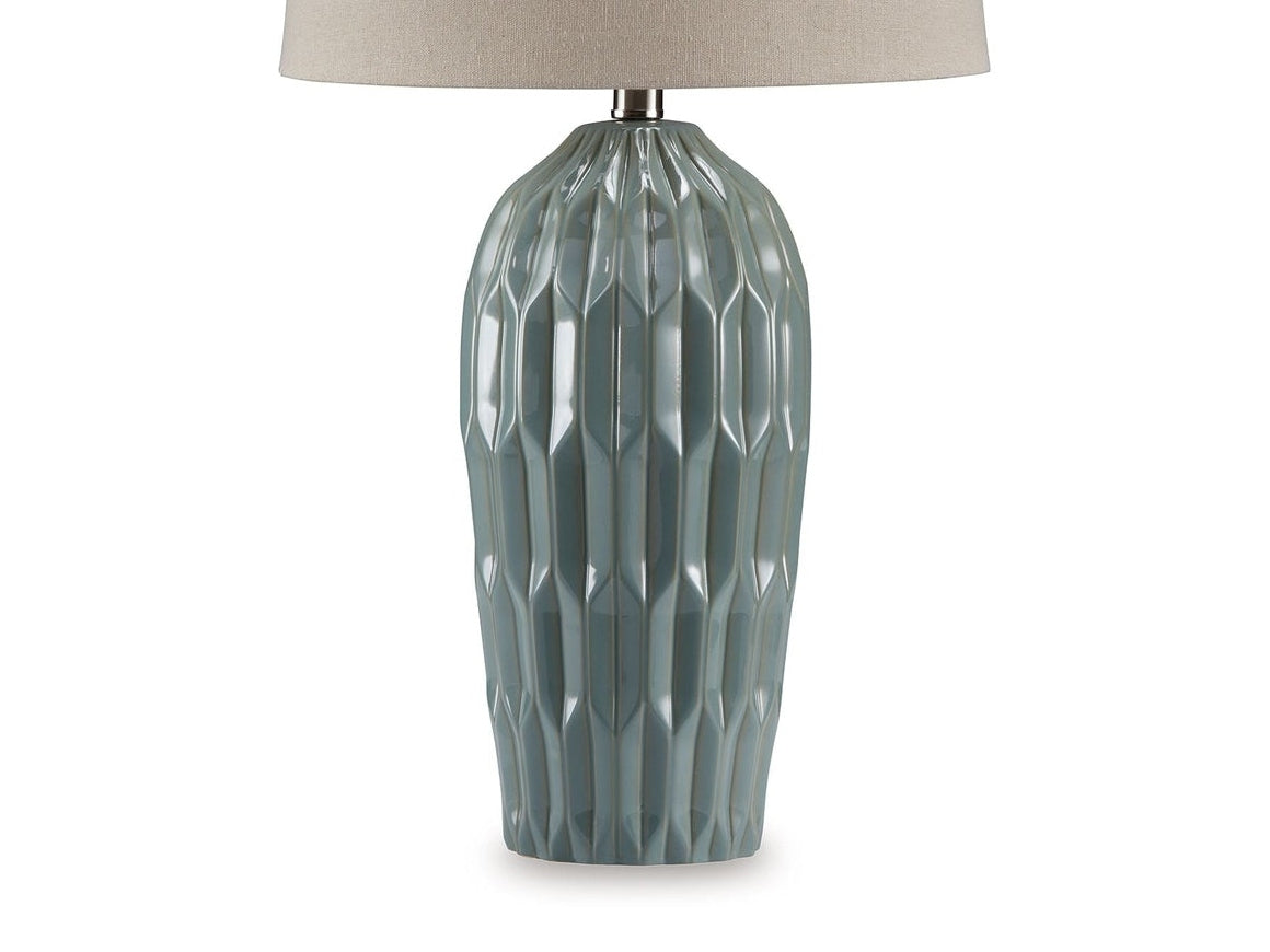 Hadbury - Ceramic Table Lamp (Set of 2) - Pale Blue / Teal