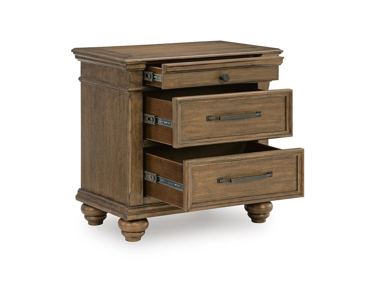 Karallin - Three Drawer Night Stand - Medium Brown