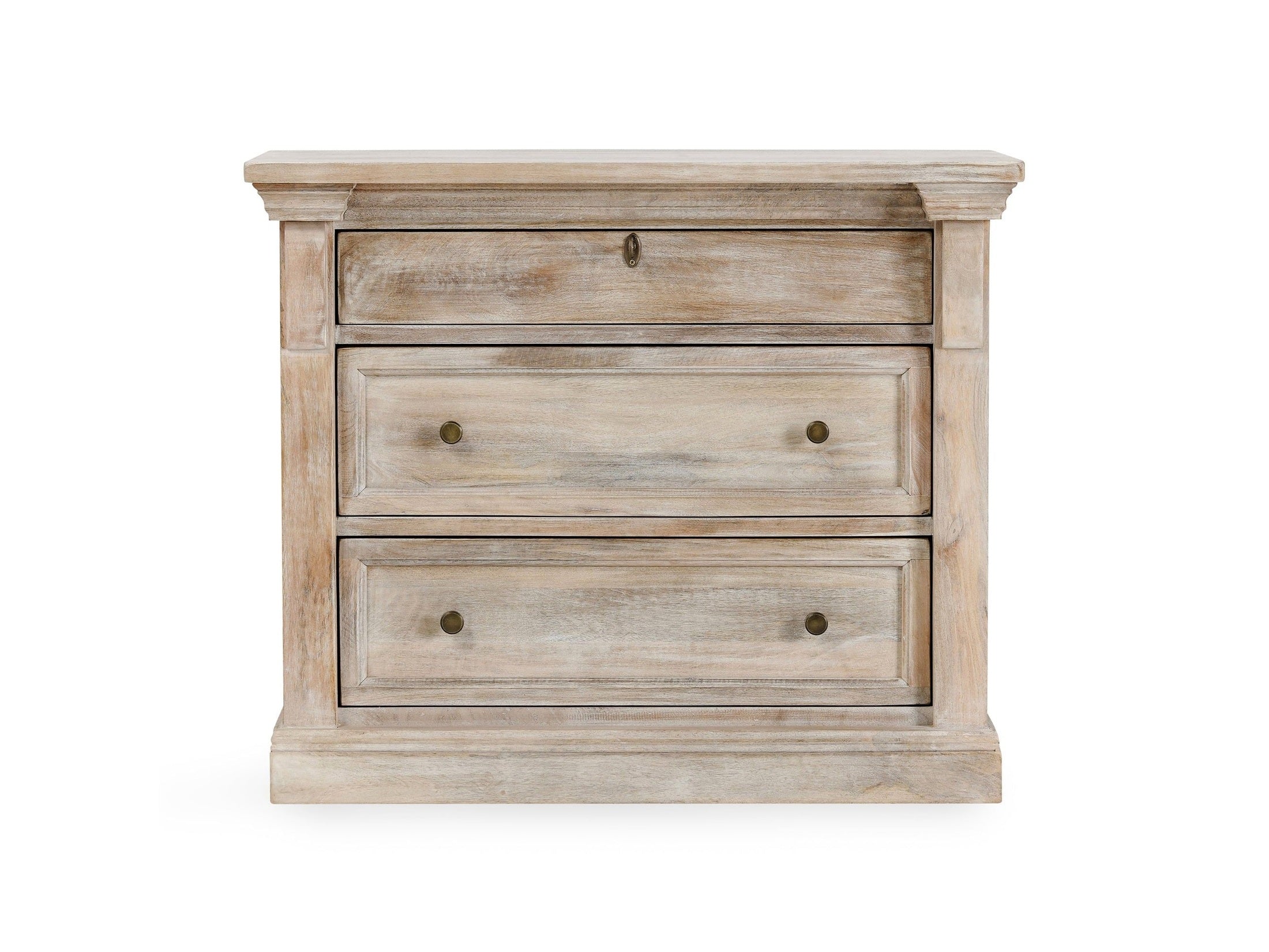 Adelaide - 3 Drawer Nightstand - Natural Cream Wash