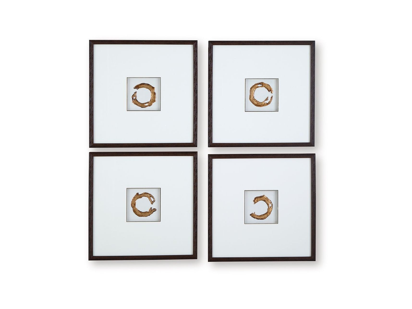 Dallbourne - Wall Art Set (Set of 4) - White / Gold Finish