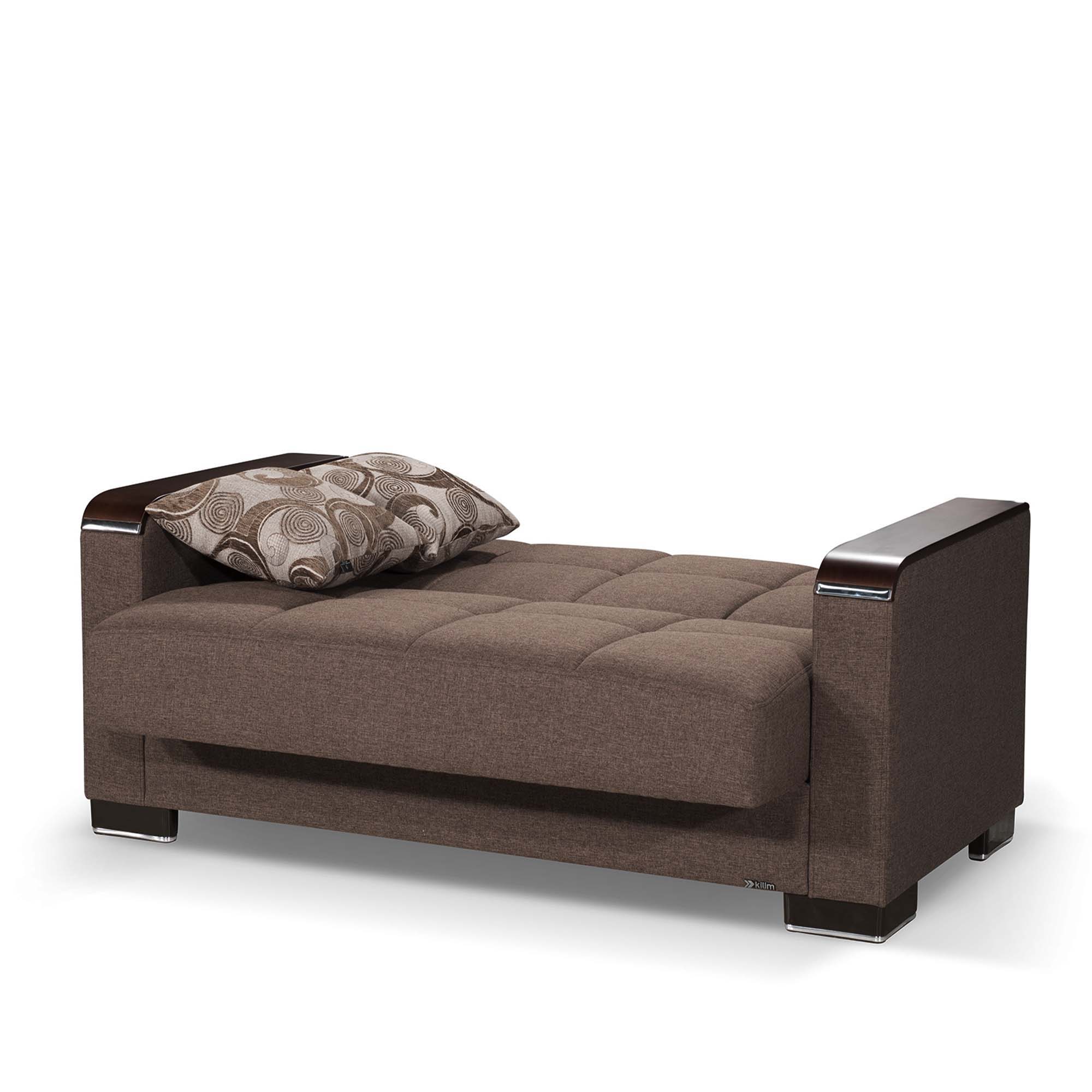 Ottomanson Armada X - Upholstered Convertible Wood Trimmed Loveseat With Storage - Polyester
