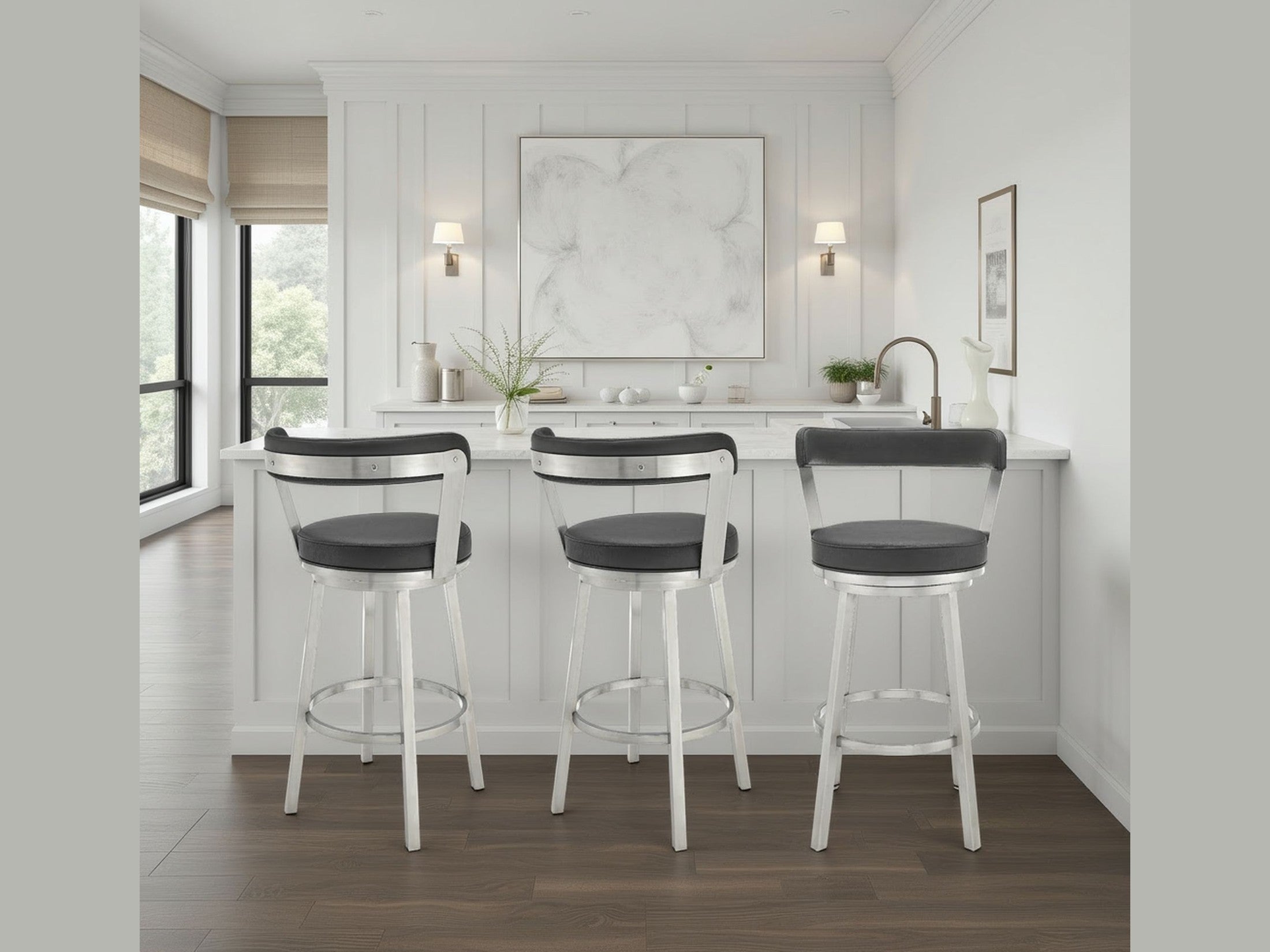 Bryant - Swivel Bar Stool With Silver Frame