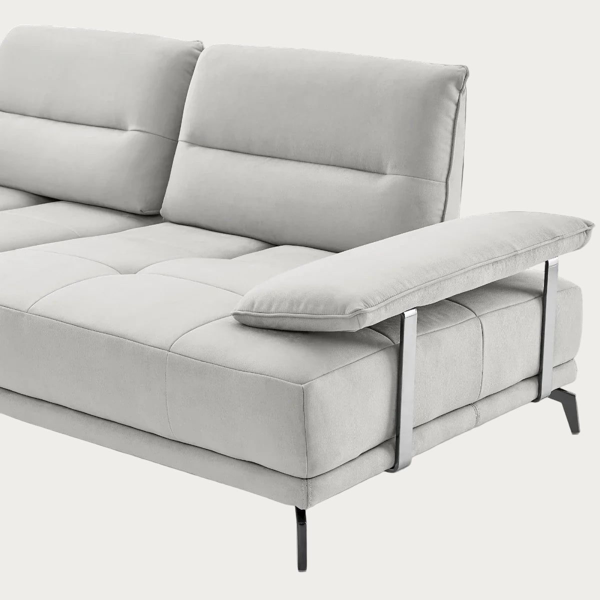 Eleganto 5 pc Sectional with Power Motion Backrests, Silver Gray Fabric