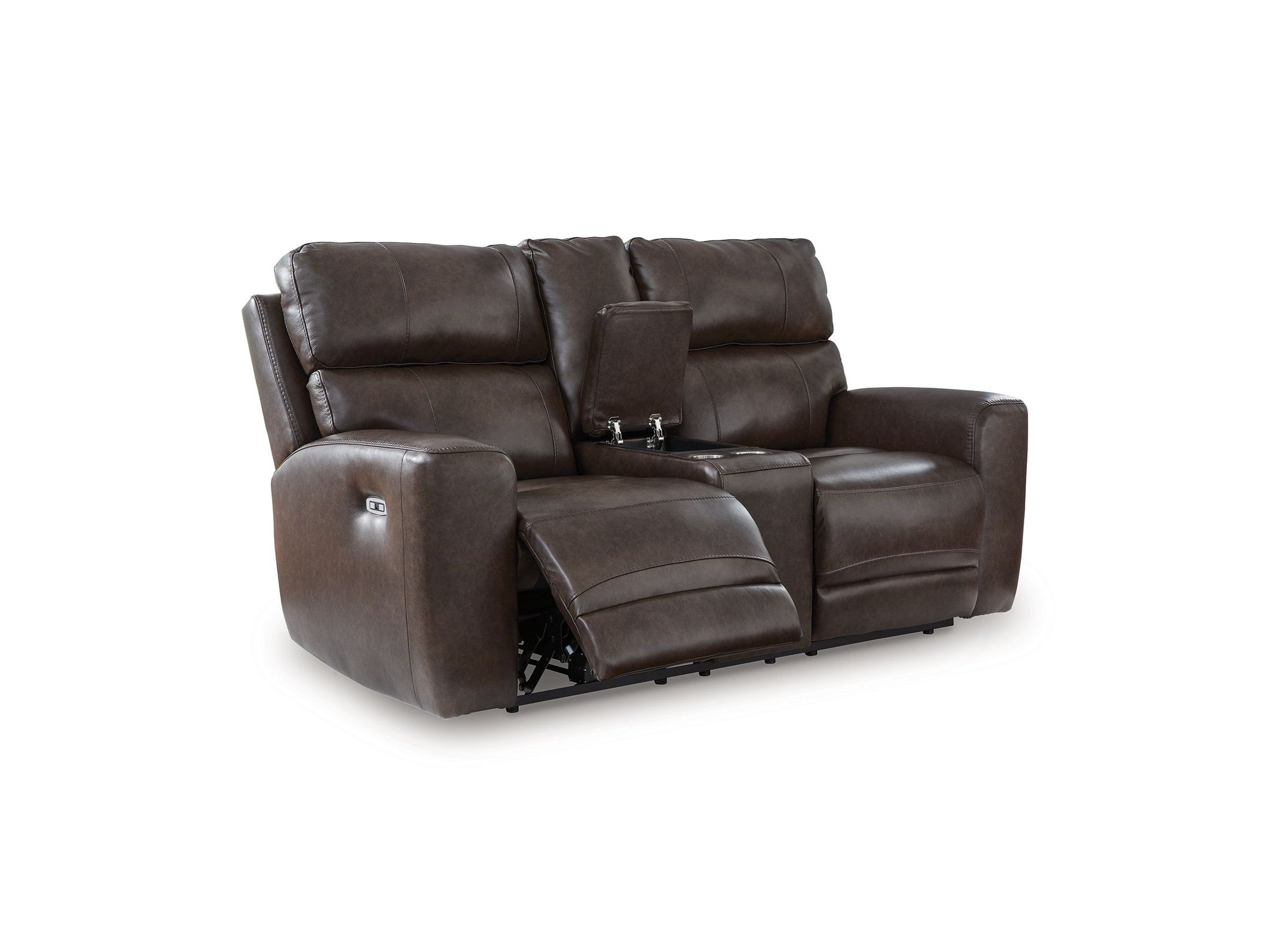 Crossplex - Power Reclining Loveseat / Console / Adjustable Headrest - Smoke