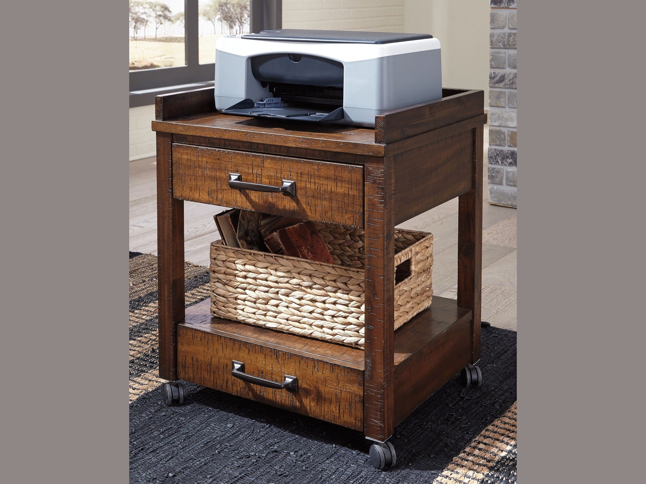 Baldridge - Printer Stand - Rustic Brown