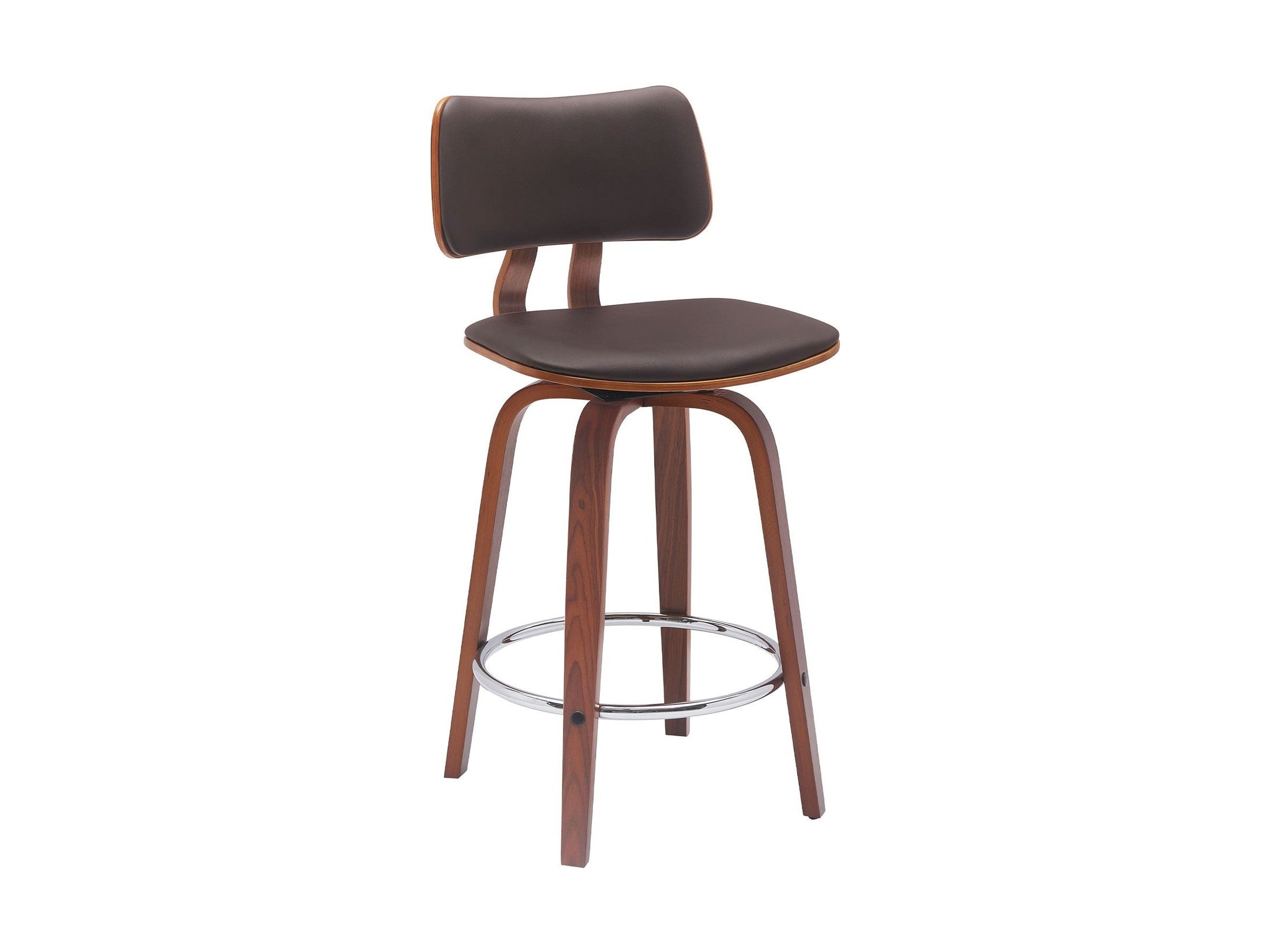 Pico - Swivel Walnut Wood Faux Leather Stool