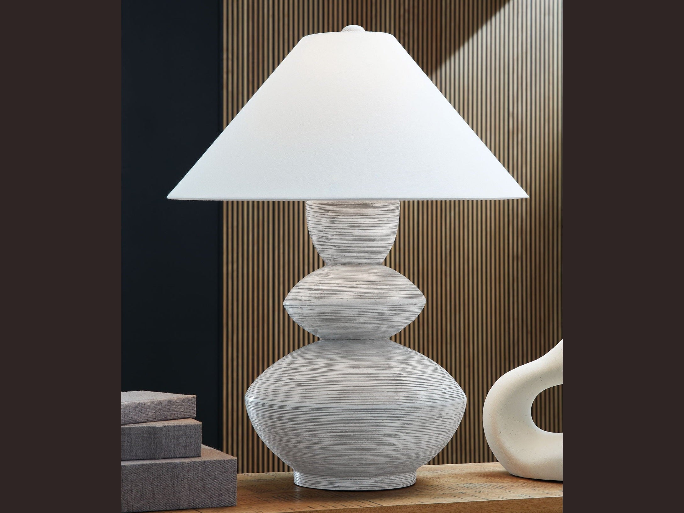 Brickdon - Poly Table Lamp - Distressed White