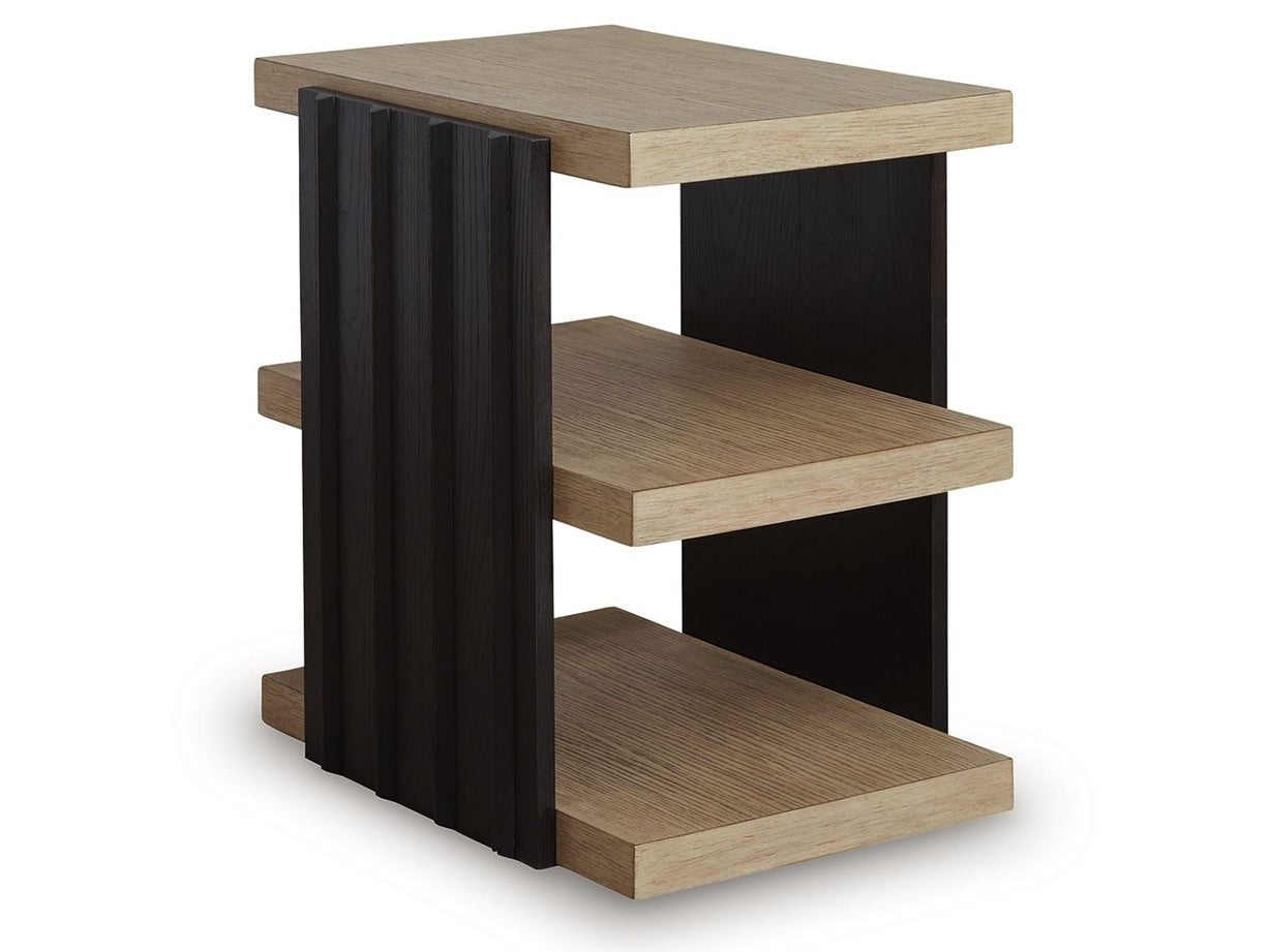 Rylandyn - Rectangular End Table - Black / Light Brown