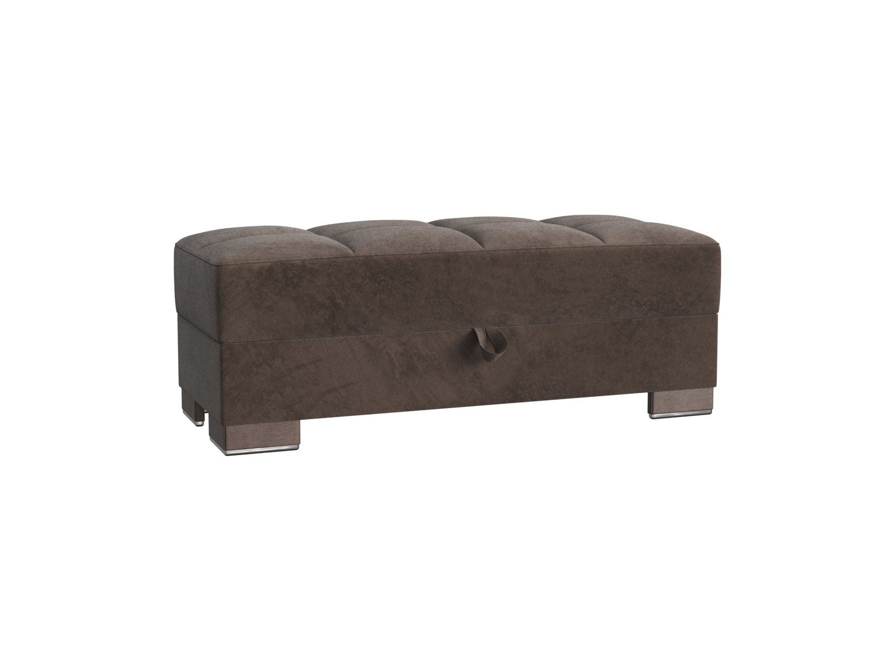 Ottomanson Armada X - Upholstered Convertible Wood Trimmed Ottoman With Storage - Microfiber