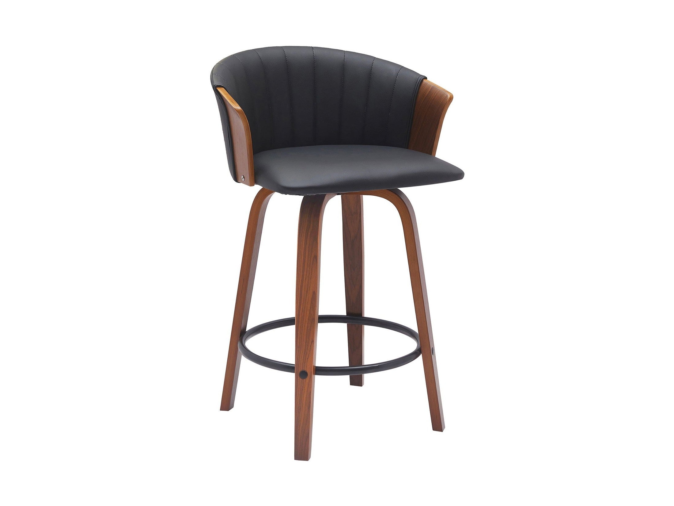Diana - Swivel Walnut Wood Faux Leather Counter Stool
