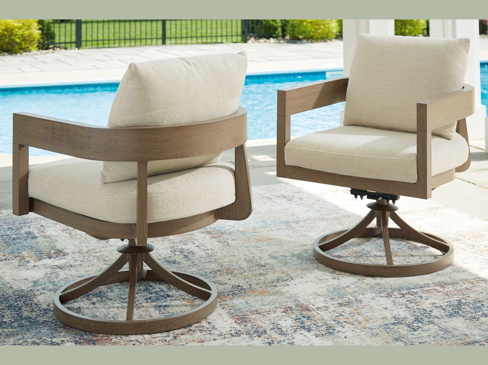 Serene Bay - Swivel Chair With Cushion (Set of 2) - Dark Brown / White