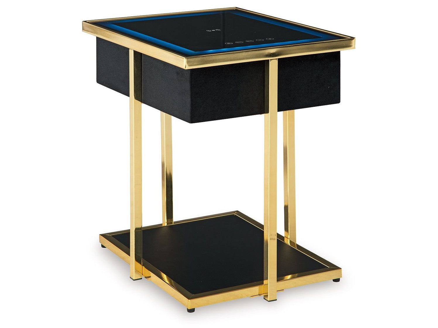Rexwell - Accent Table With Speaker - Black / Gold Finish