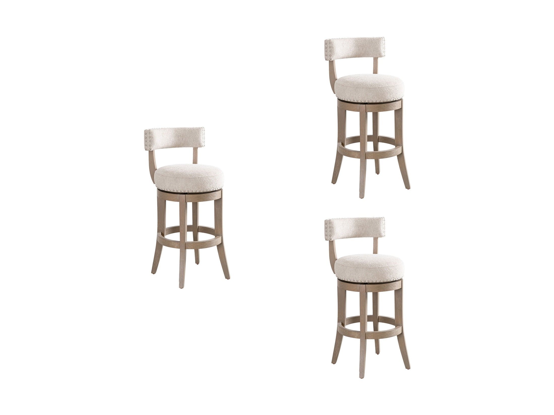 Mystic - Solid Wood Upholstered 30" Bar Height Swivel Barstool