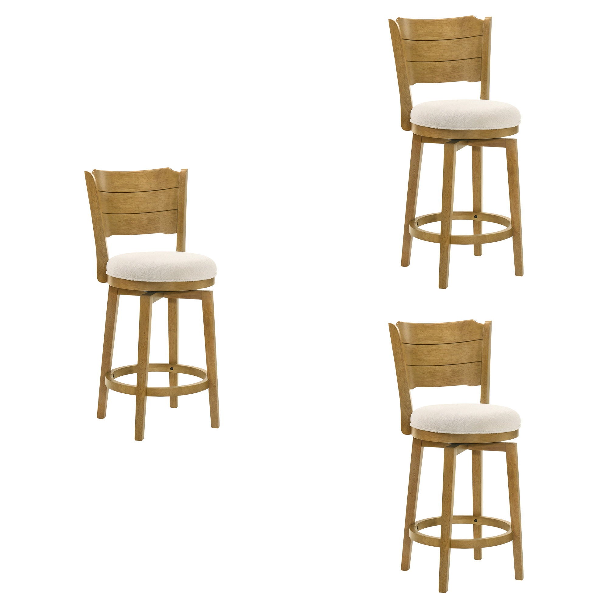 Winsley - Coastal Modern Swivel Wood Counter Height Kitchen Bar Stool