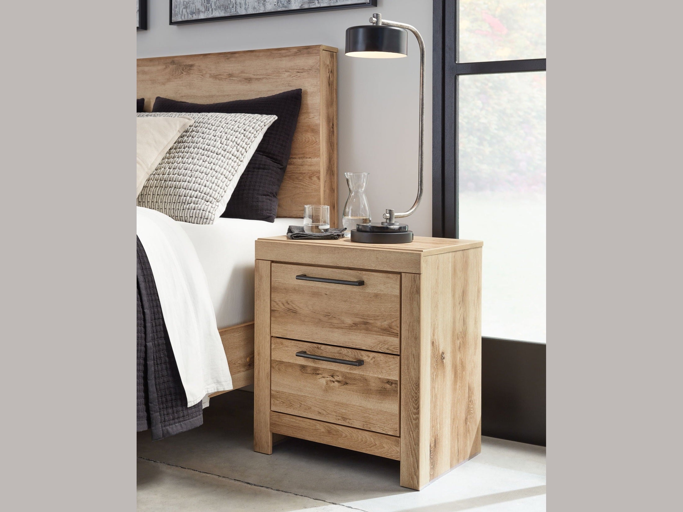 Hyanna - Two Drawer Night Stand - Tan Brown