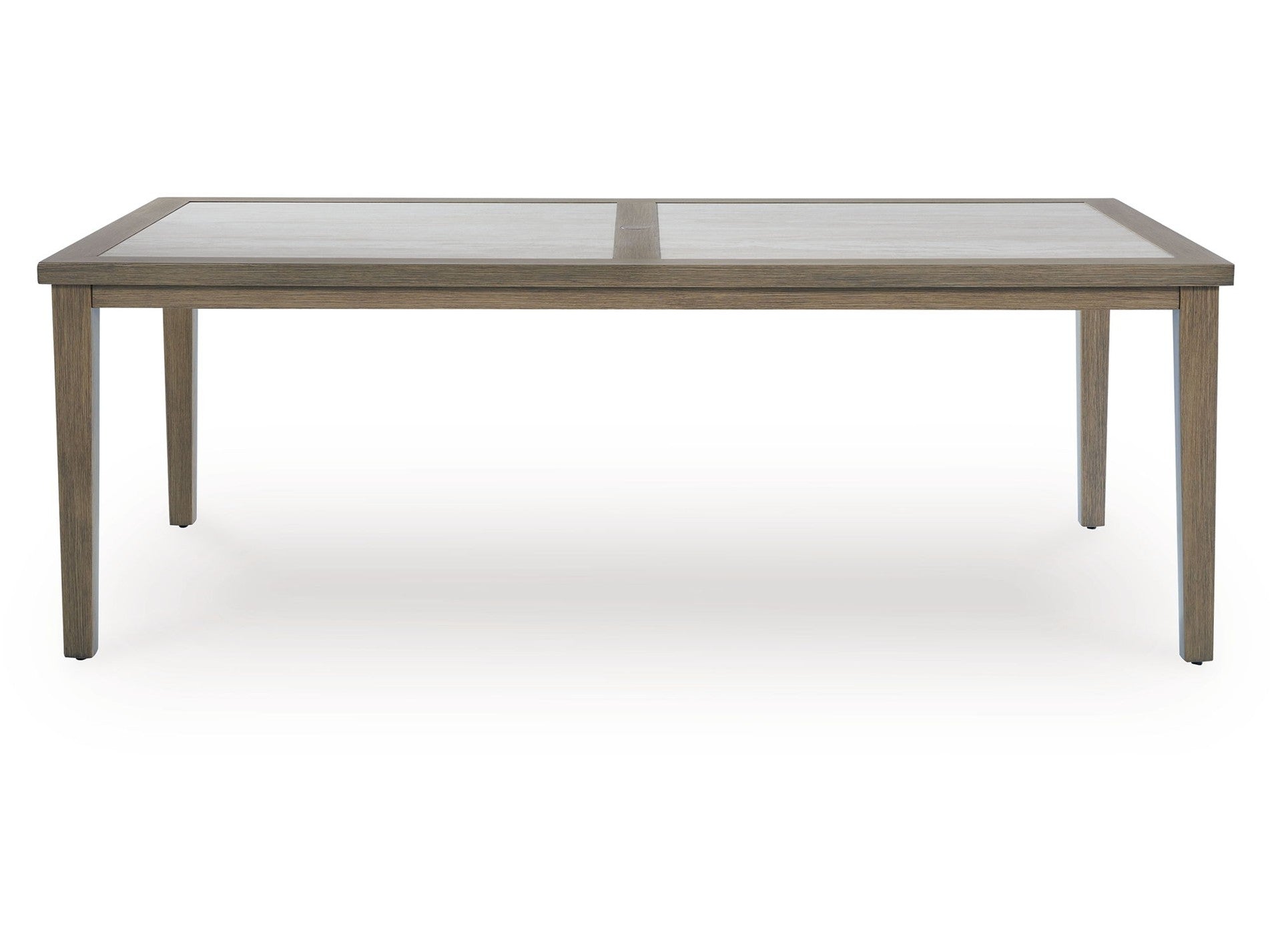 Rainier Ranch - Rectangle Dining Table With Umbrella Option - Brown / Beige