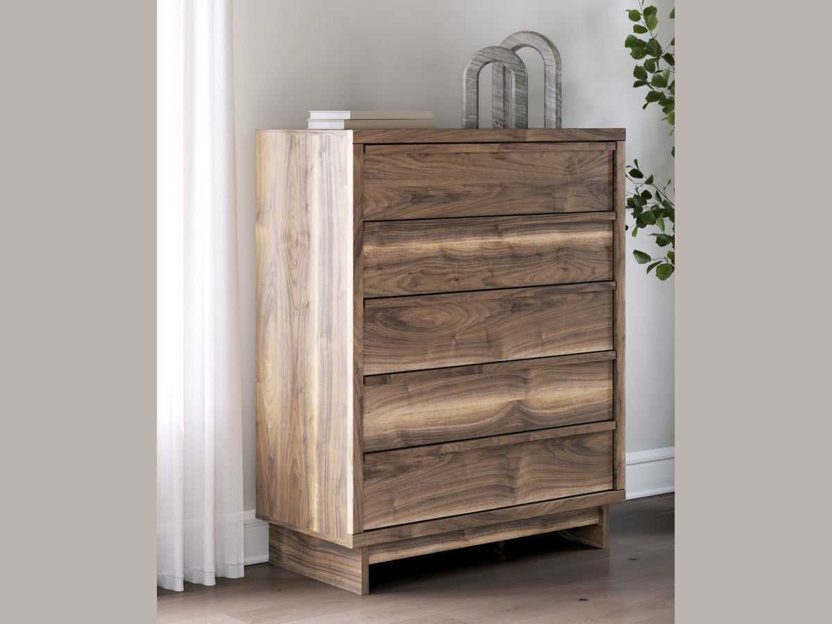 Chirason - Five Drawer Wide Chest - Brown