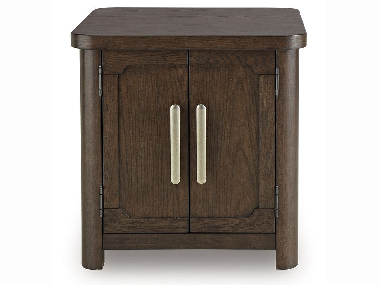 Breckington - Rectangular 2-door End Table - Dark Brown