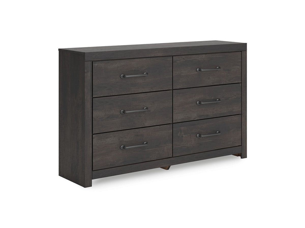 Hollivern - Six Drawer Dresser - Dark Gray