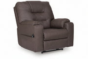 Brown leather recliner chair on a white background