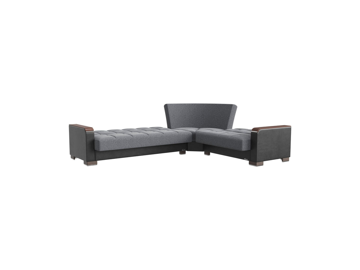 Ottomanson Armada X - Upholstered Convertible Wood Trimmed Sectional With Storage