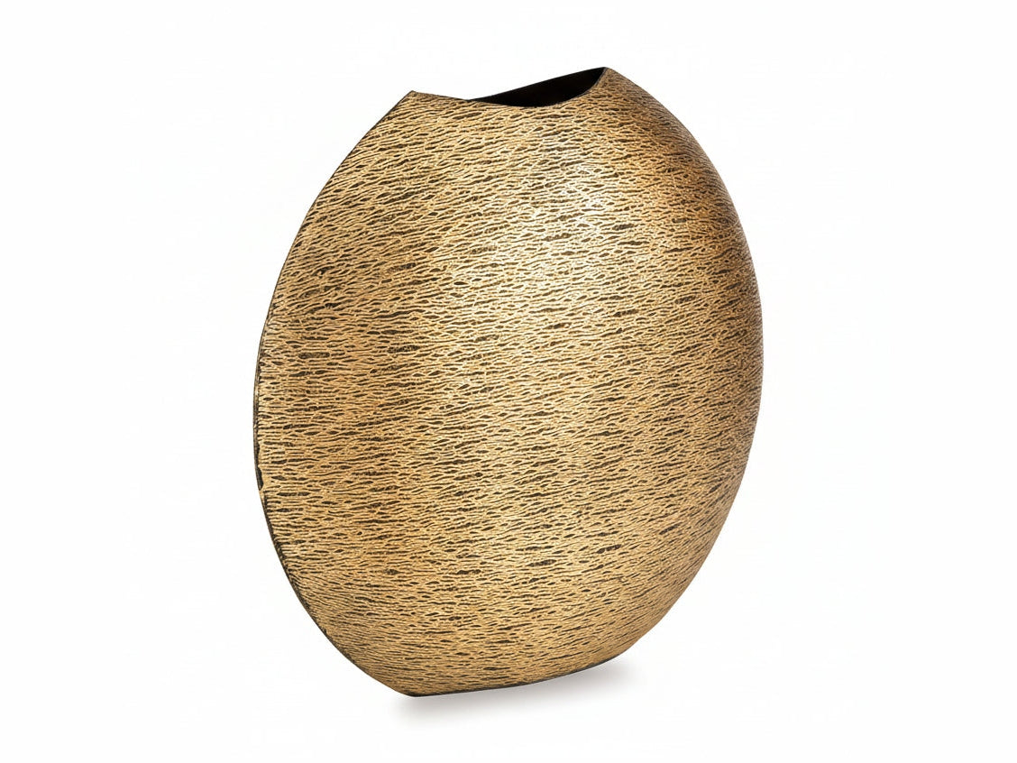 Iansboro textured gold vase on a white background