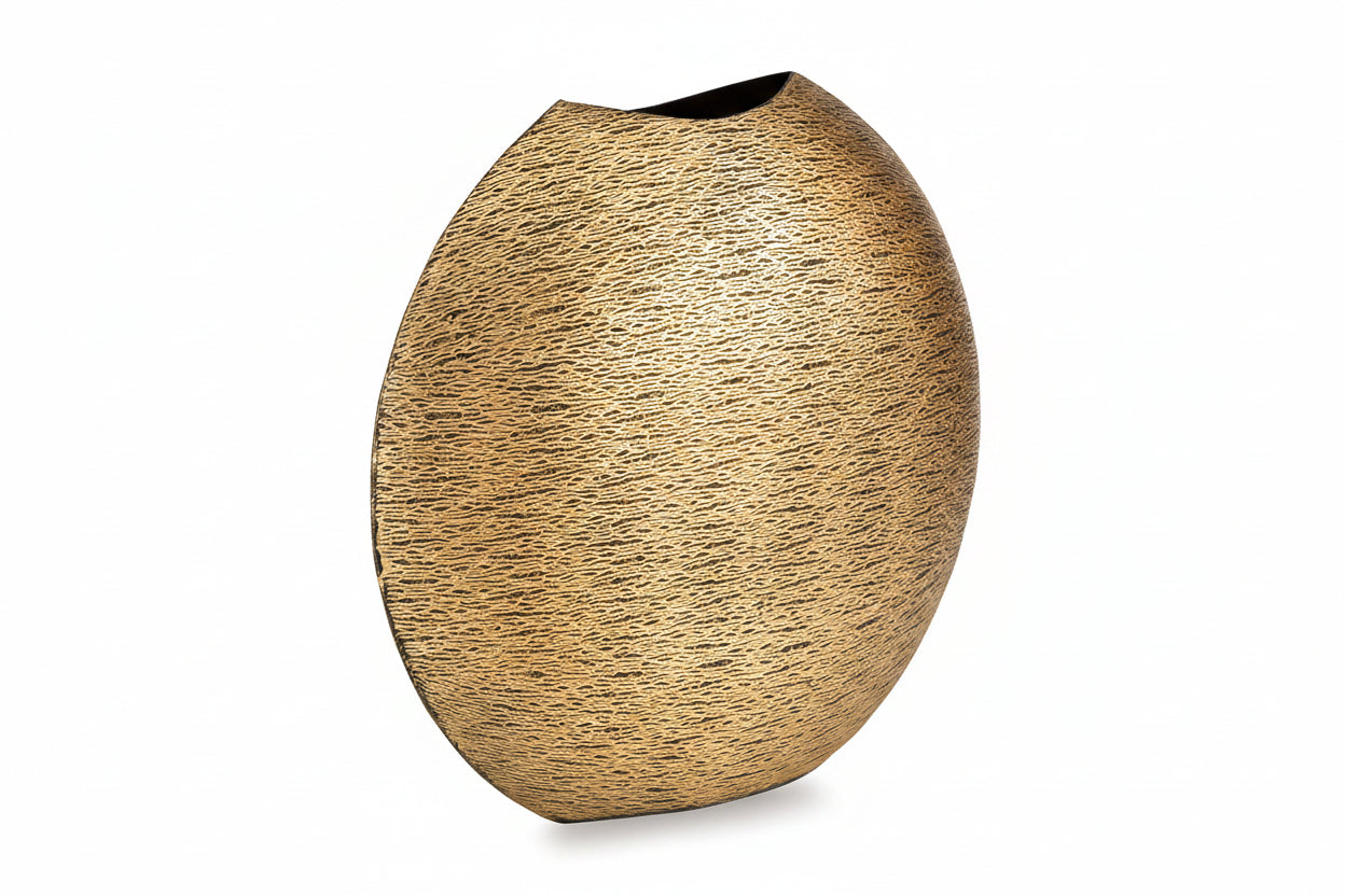 Iansboro textured gold vase on a white background