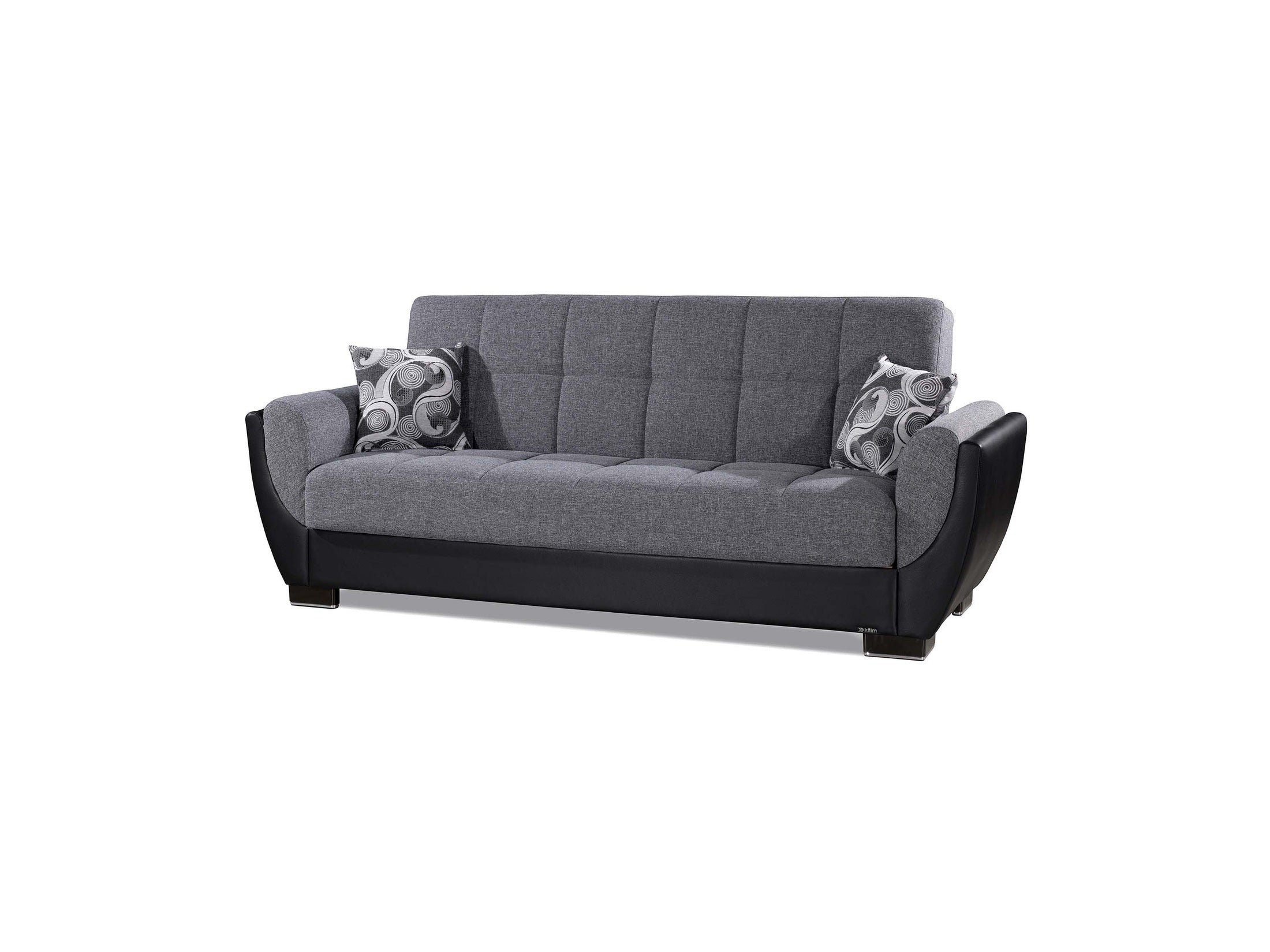 Ottomanson Armada Air - Upholstered Convertible Sofabed With Storage - Gray/Black PU Polyester