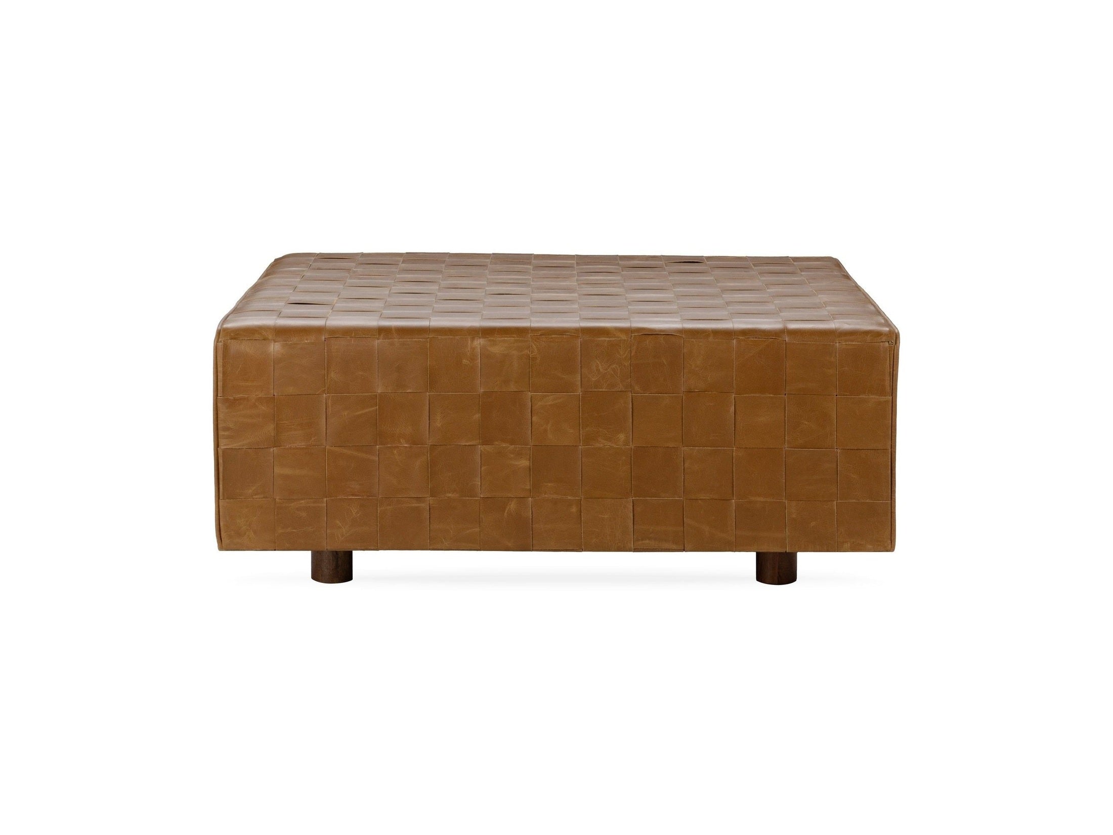 Bridgitte - Leather Square Ottoman - Autum Maple