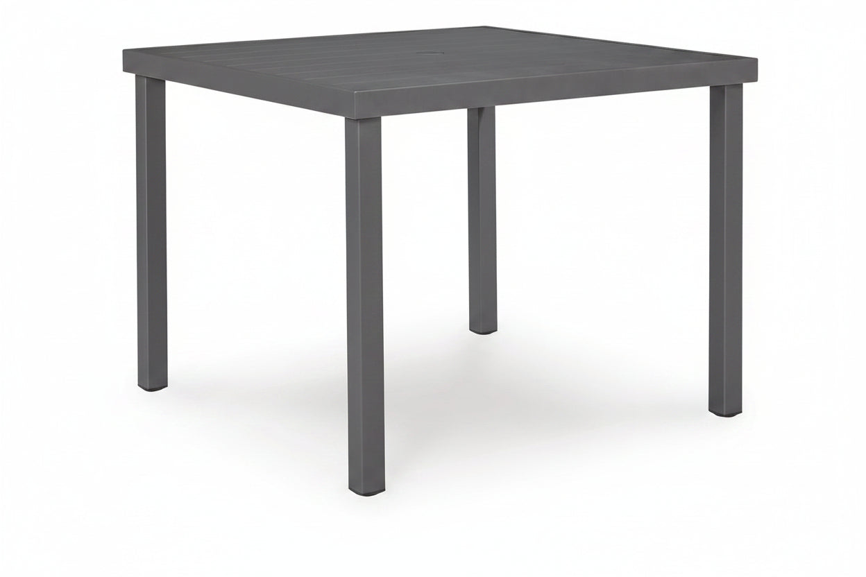 Gray square table on a white background