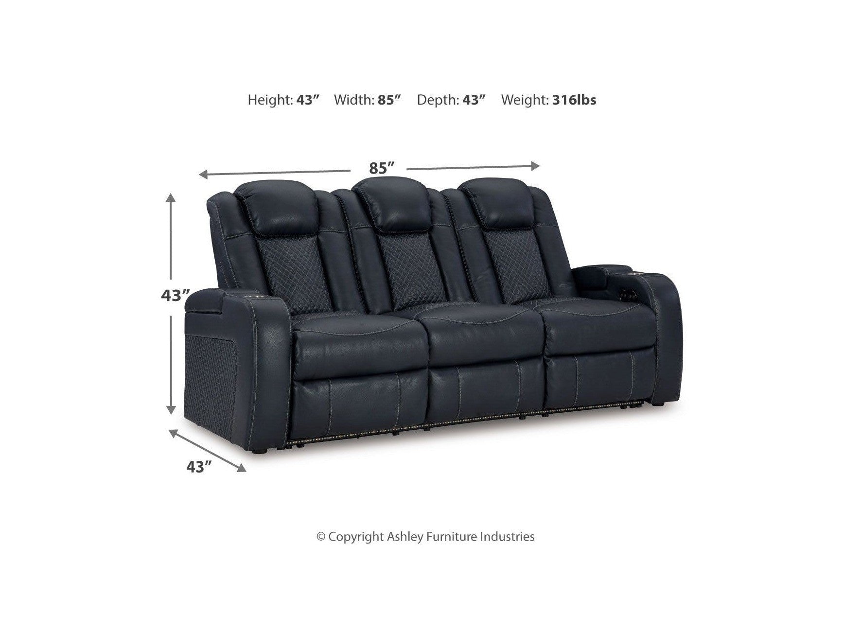 Fyne-dyme - Power Reclining Sofa With Adj Headrest
