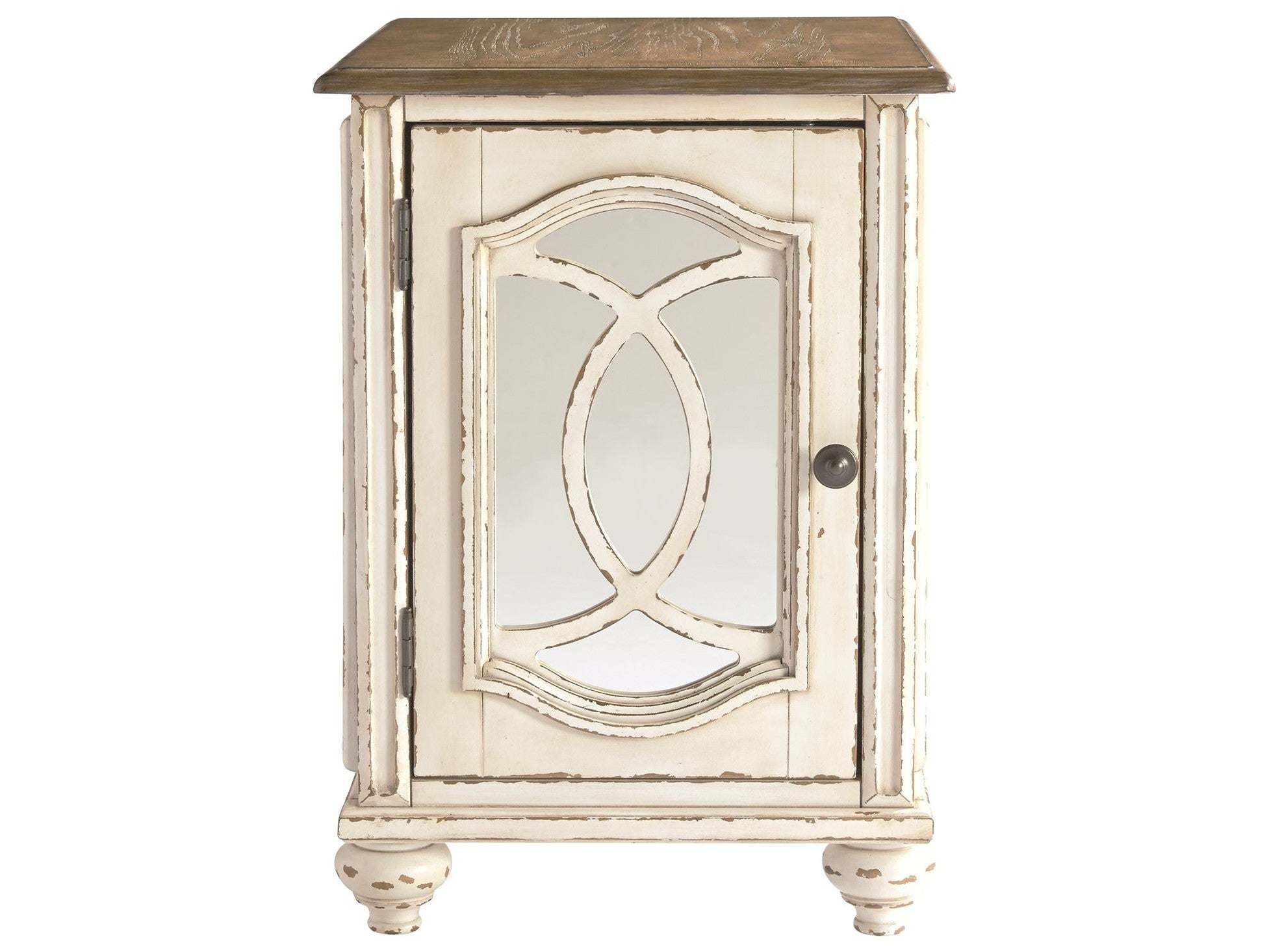 Realyn - Chair Side End Table - Insert Mirror - White / Brown