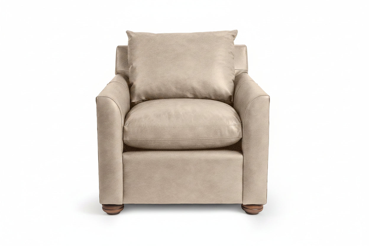 Beige armchair on a white background