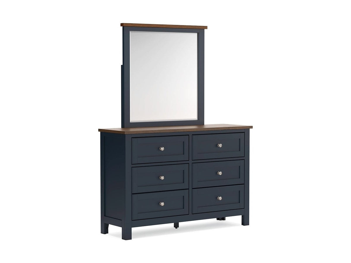 Landocken - Dresser and Mirror - Brown / Blue