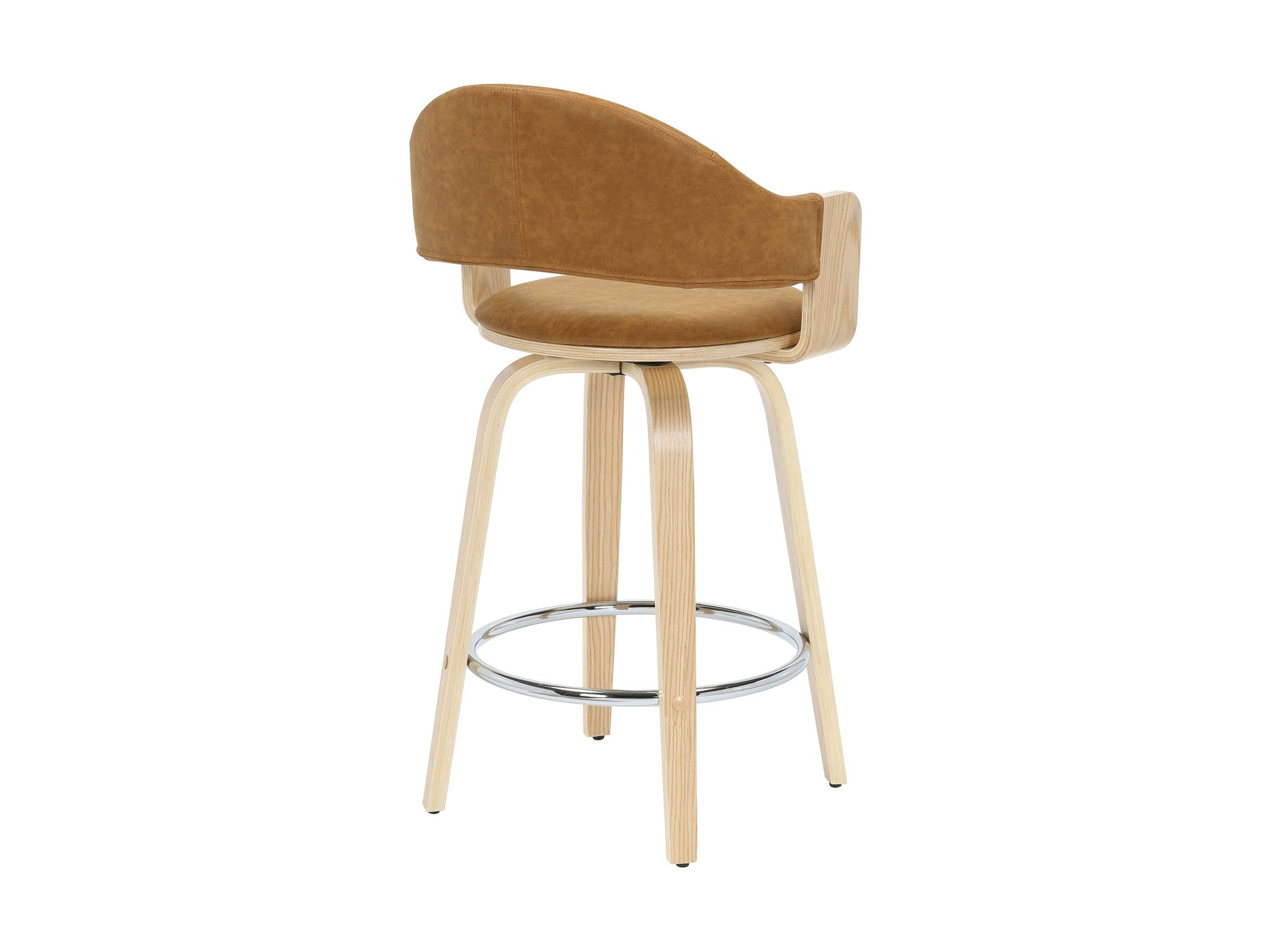Daxton - Swivel Counter Height Round Back Wood Bar Stool With Faux Leather Seat