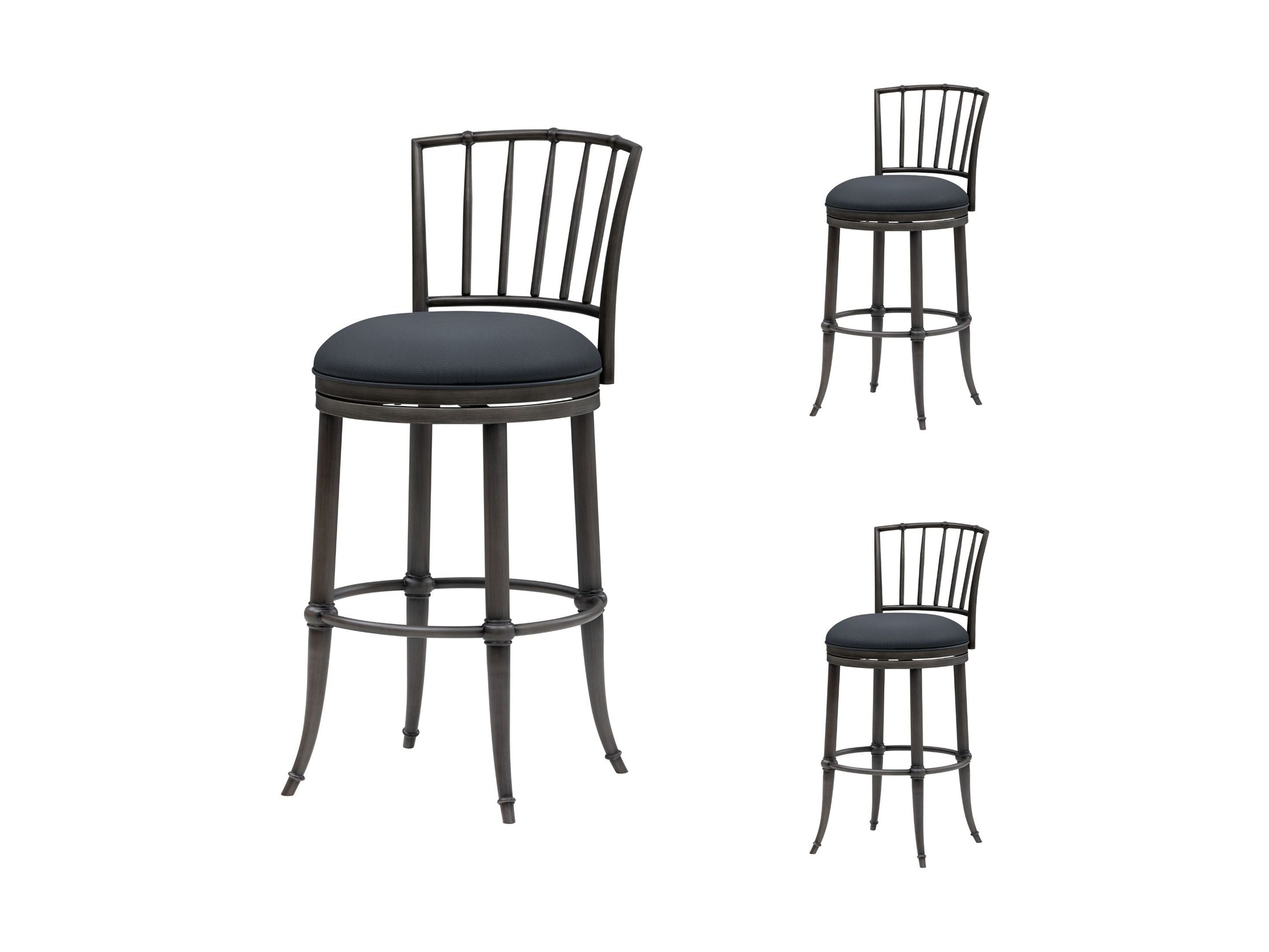 Vince - Commercial Grade Steel Frame Faux Leather Upholstered Swivel Bar Height Barstool