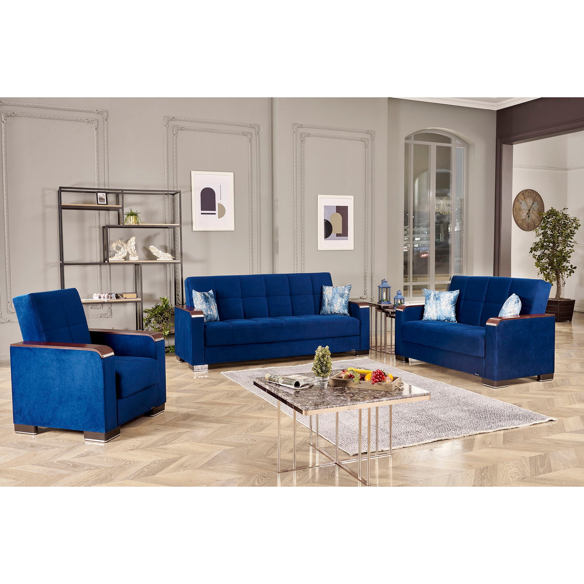 Ottomanson Armada X - Upholstered Convertible Wood Trimmed Armchair With Storage - Microfiber