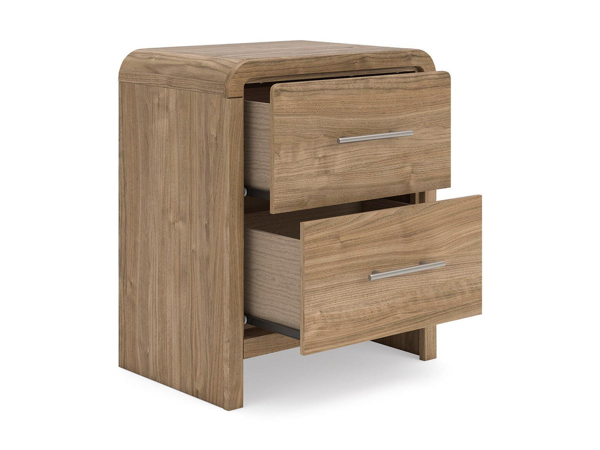 Gramburg - Two Drawer Night Stand - Warm Natural Brown