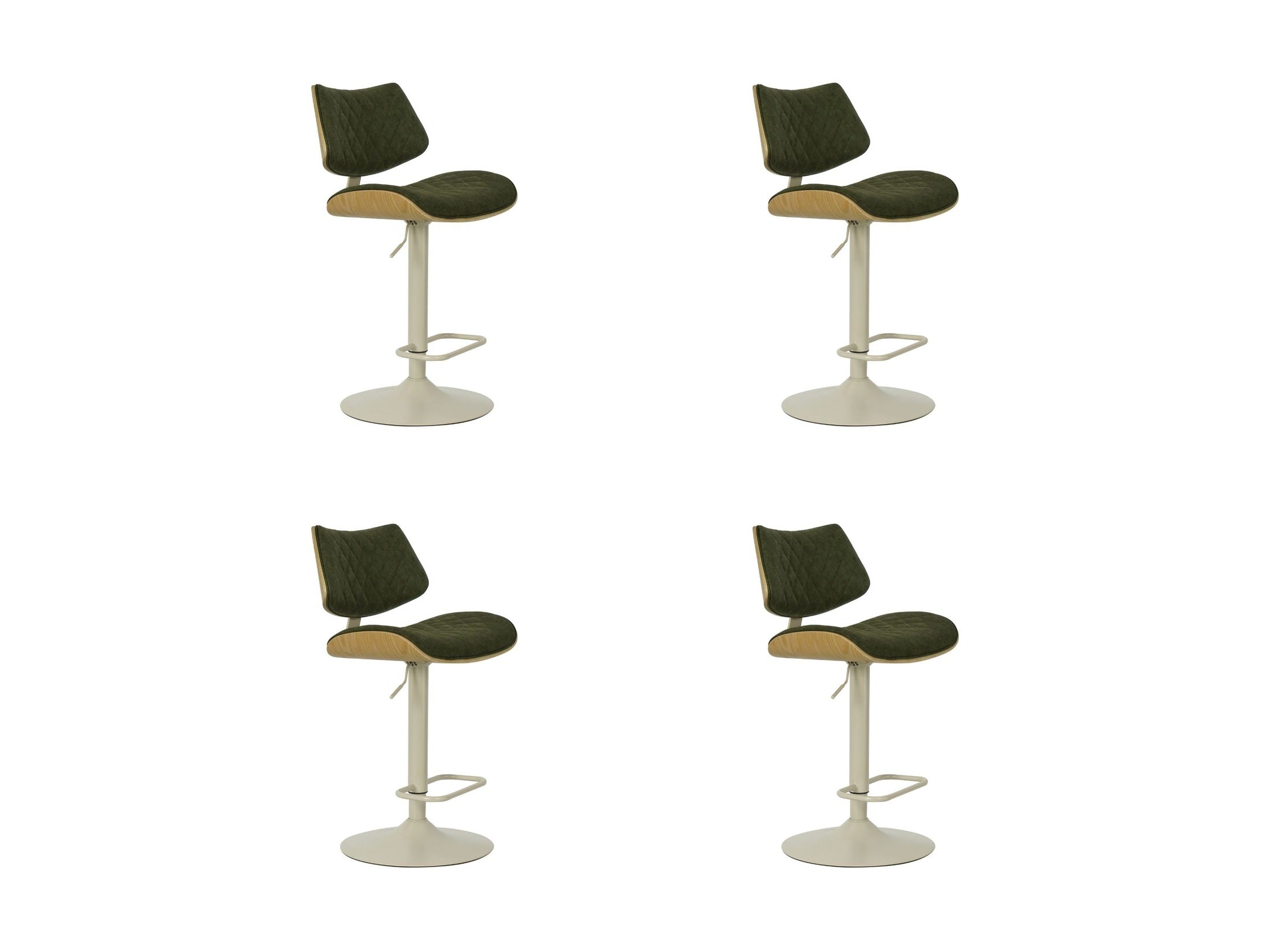 Leland - Adjustable Swivel Curved Back Wood Bar Stool With Faux Leather Seat