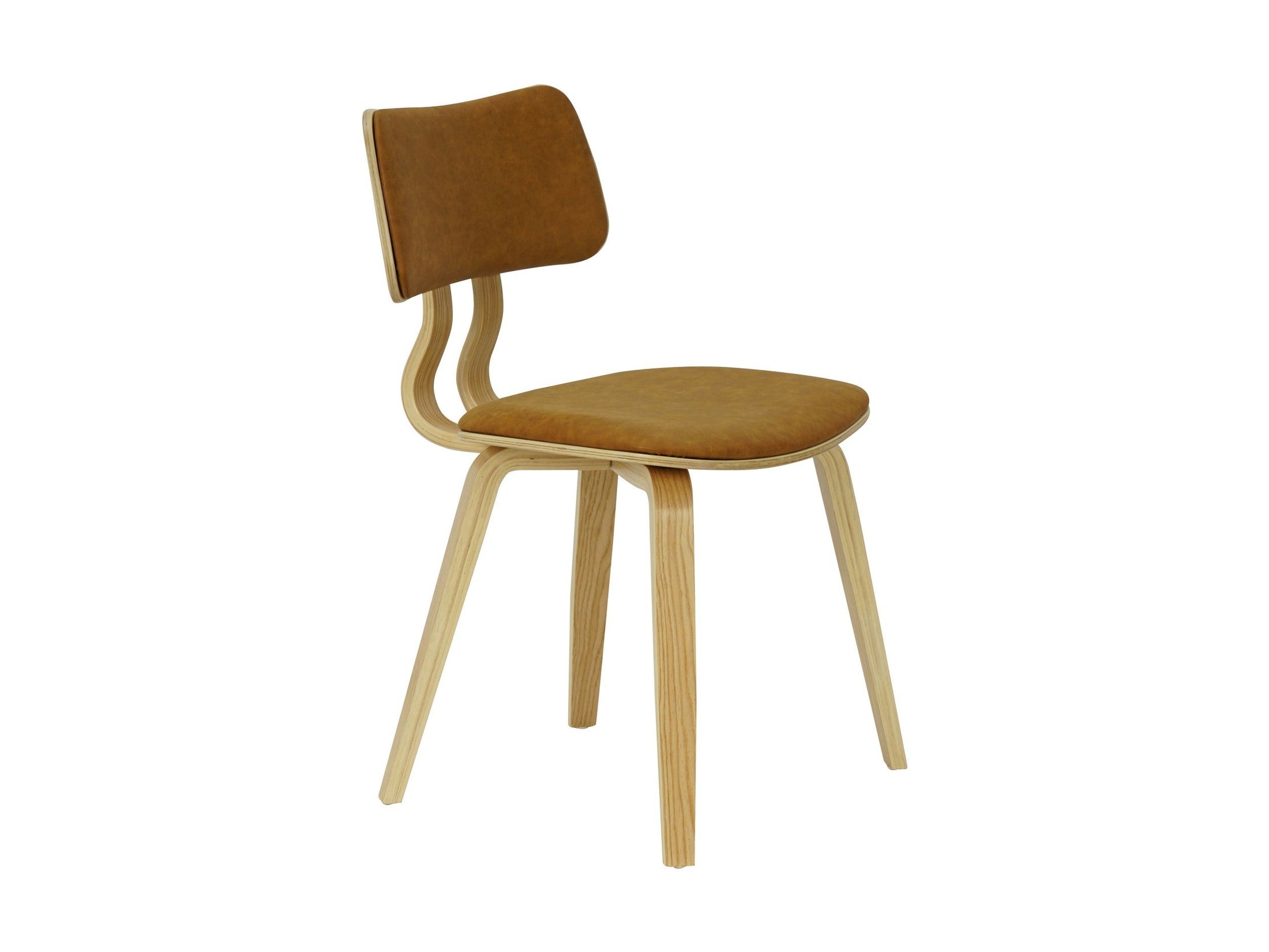 Jaguar - Curved Back Wood Dining Chair With Faux Leather Seat